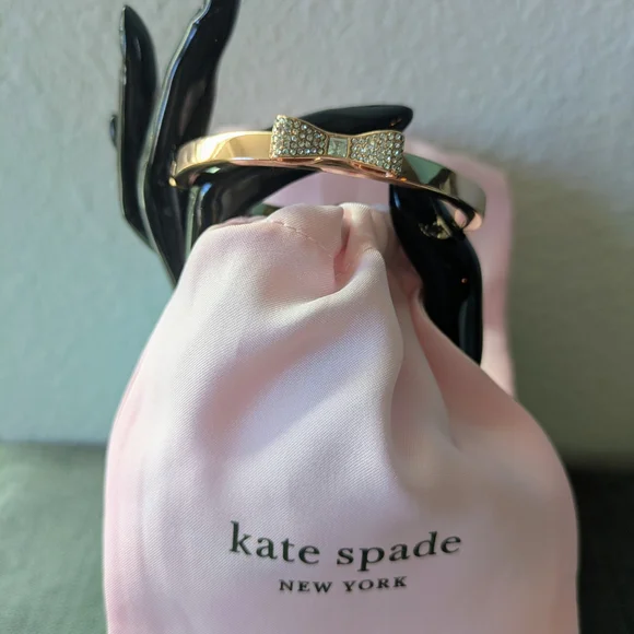 Kate Spade Rose Gold-tone Bow Crystal Bangle with Pink Pouch - Limited Edition - Picture 3 of 16